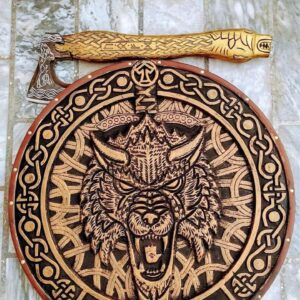 Viking shield and wolf axe shield size 24''