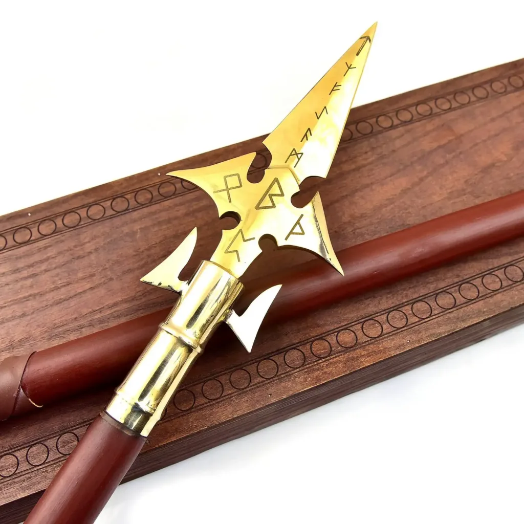 Handmade Norse Spear of Odin: Brass Gungnir Replica with Leather Grip