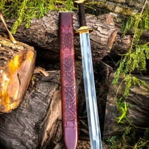 Hand Forged Custom Viking Sword: Medieval Norse Cosplay Sword with Scabbard