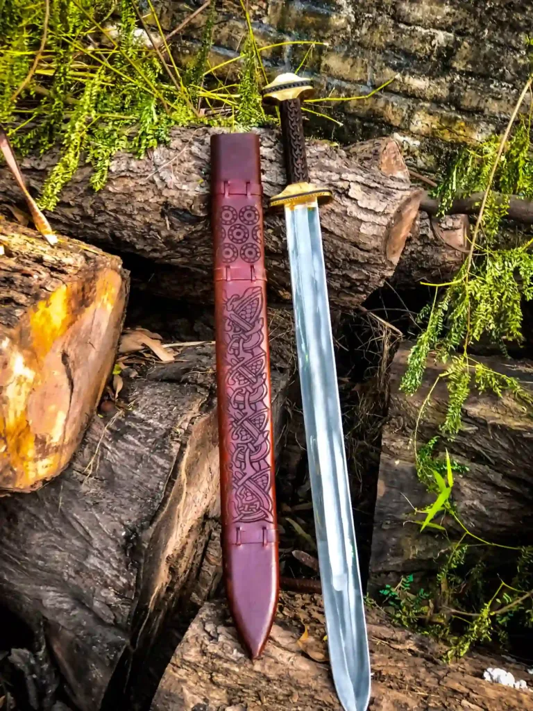 Hand Forged Custom Viking Sword: Medieval Norse Cosplay Sword with Scabbard