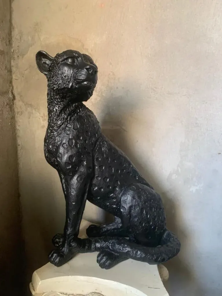 Handcrafted Resin Leopard Sculpture: Wildlife Art Decor, 15-Inch