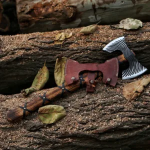 Handcrafted Decorative Viking|Style Axe with Leather Sheath