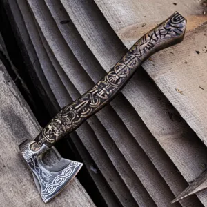 Hand-Forged Viking Axe | Custom Engraved Norse Runes, Ashwood Handle