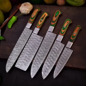 Custom Hand forged 5-Pcs Kitchen Cooking tool set, Damascus steel chef gifts, Bar B Q Set, Gift for mother, gift for her, Housewarming gift
