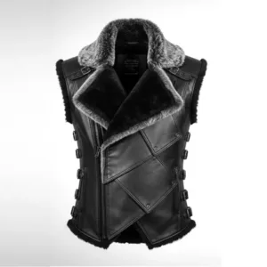 Handmade Gothic Leather Vest | Fur Collar, Cosplay Costume